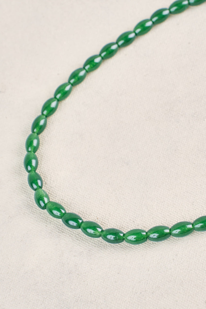 Oval Beaded Necklace - Green