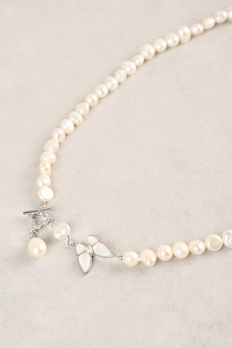 Butterfly Pearl Necklace - Silver