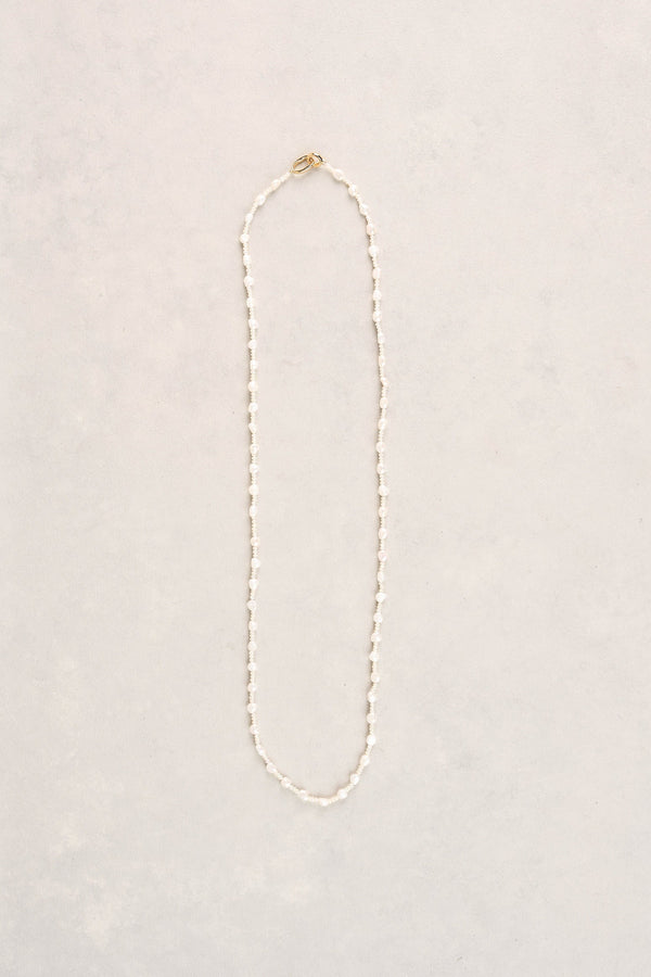 Long Freshwater Pearl Necklace - Gold