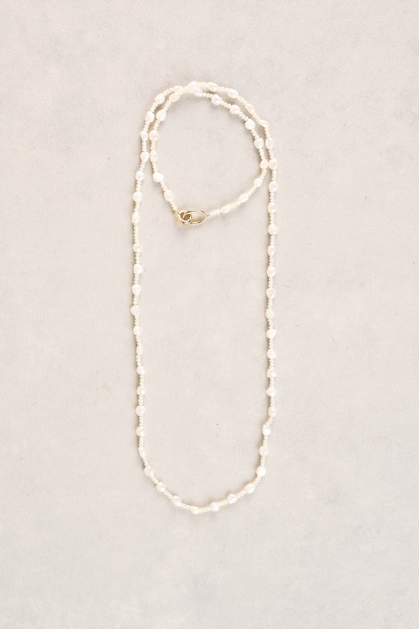 Long Freshwater Pearl Necklace - Gold