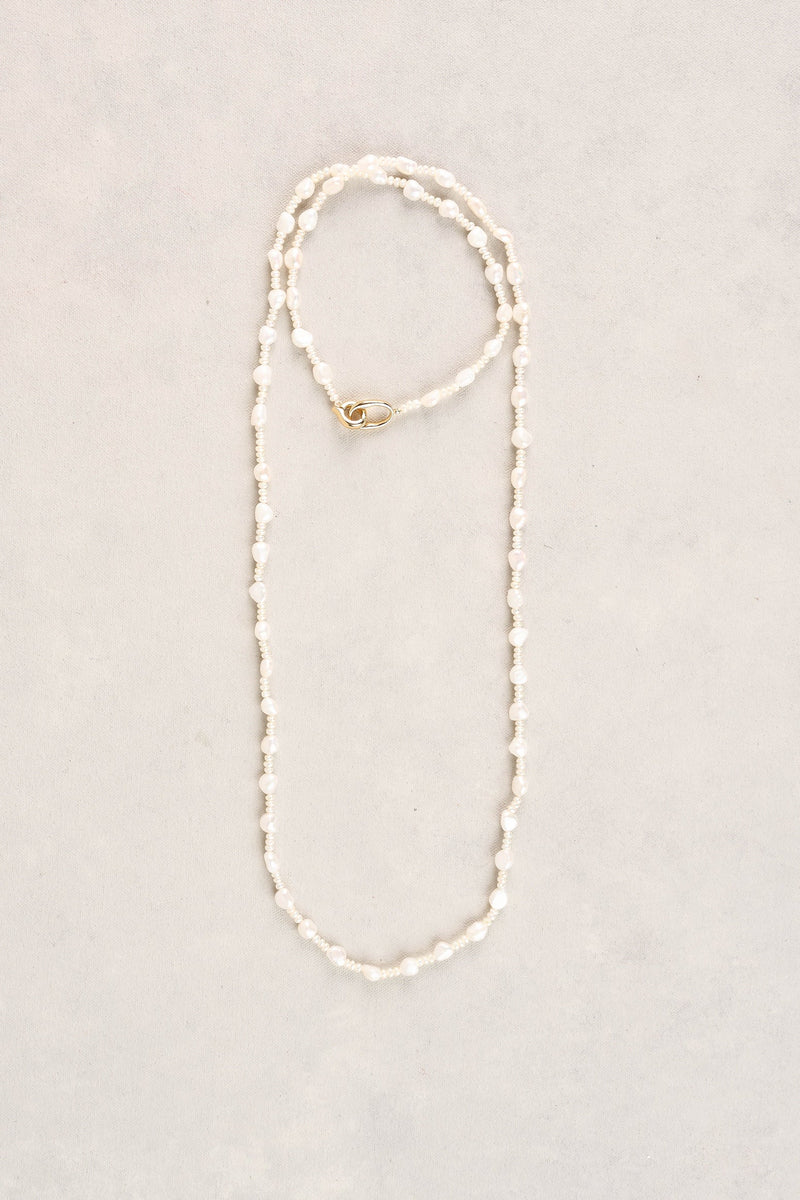 Long Freshwater Pearl Necklace - Gold