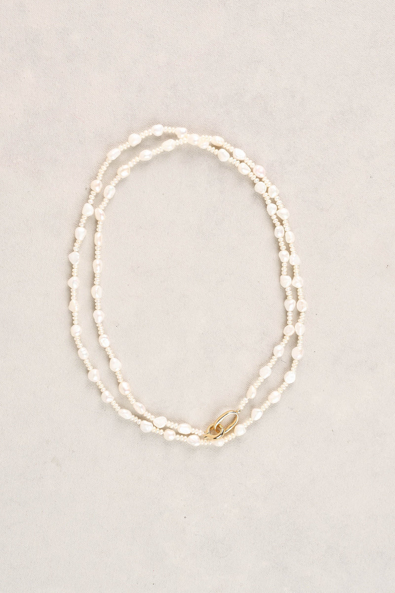 Long Freshwater Pearl Necklace - Gold