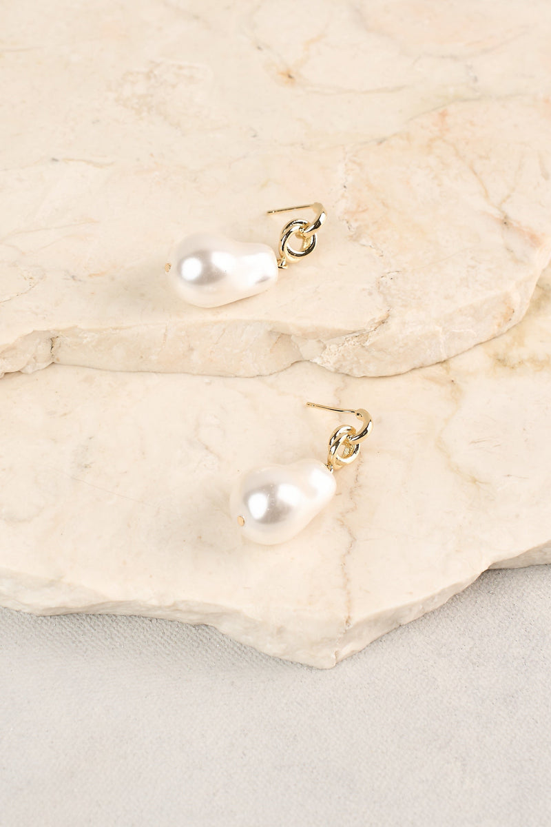 Statement Baroque Pearl Earrings - Gold