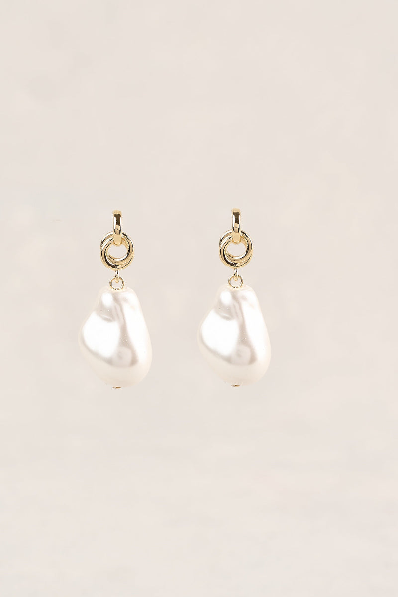 Statement Baroque Pearl Earrings - Gold