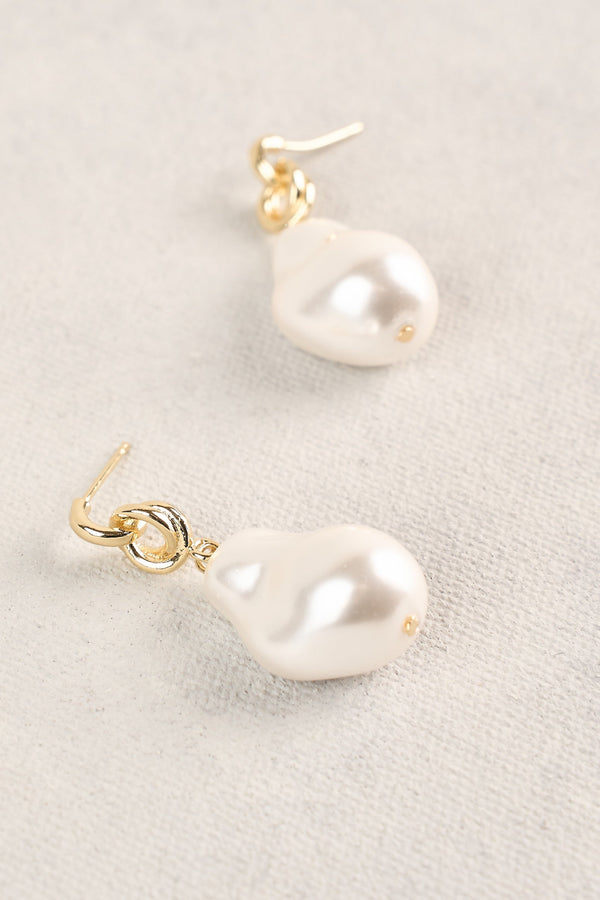 Statement Baroque Pearl Earrings - Gold