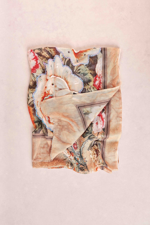 Embellished Roses Scarf - Multi