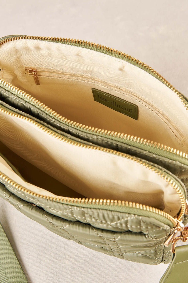 Quilted Cross Body Bag - Olive