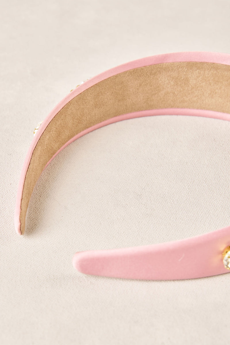 Jewelled Satin Headband - Light Pink