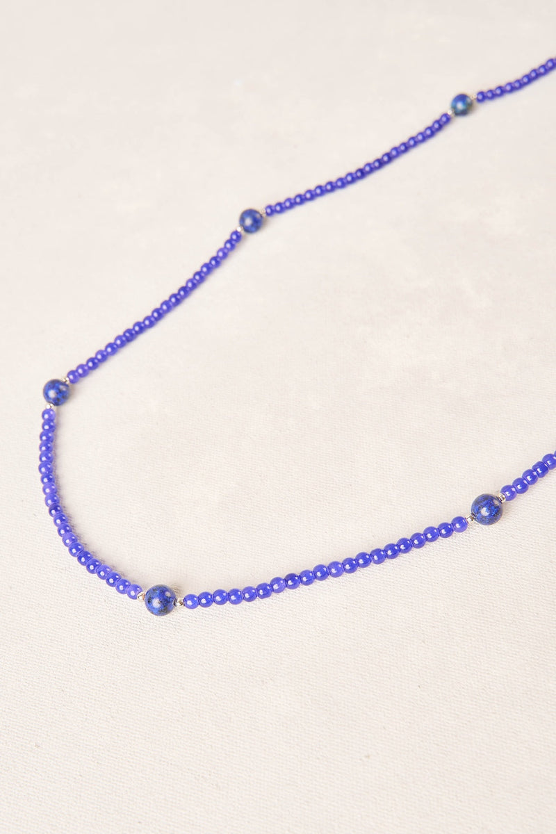 Multi Strand Bead Necklace - Blue