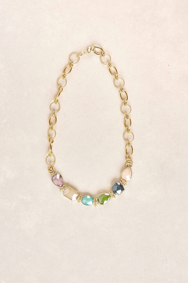 Multi Facet Stone Necklace - Multi