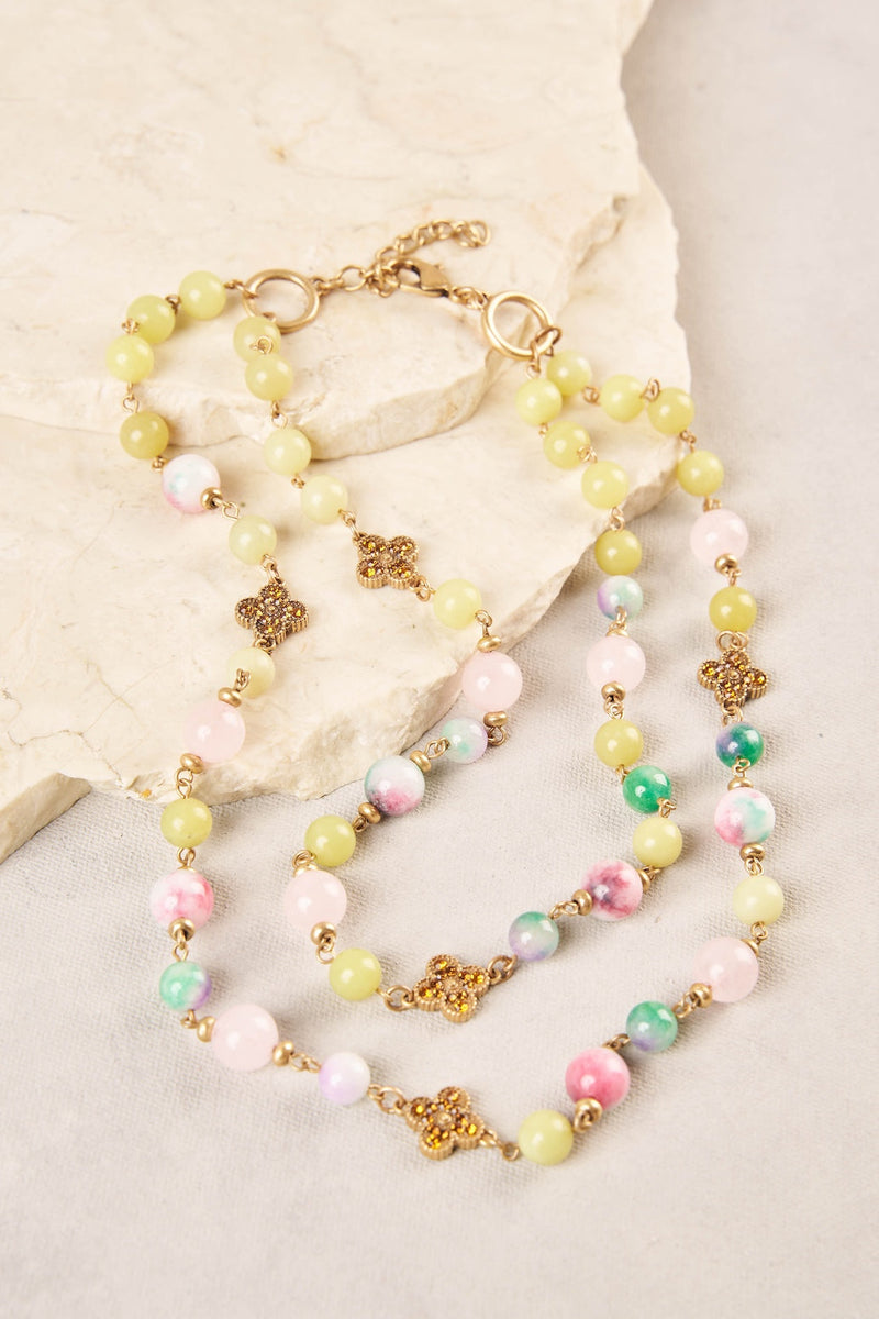 Coloured Beads Clover Necklace - Multi