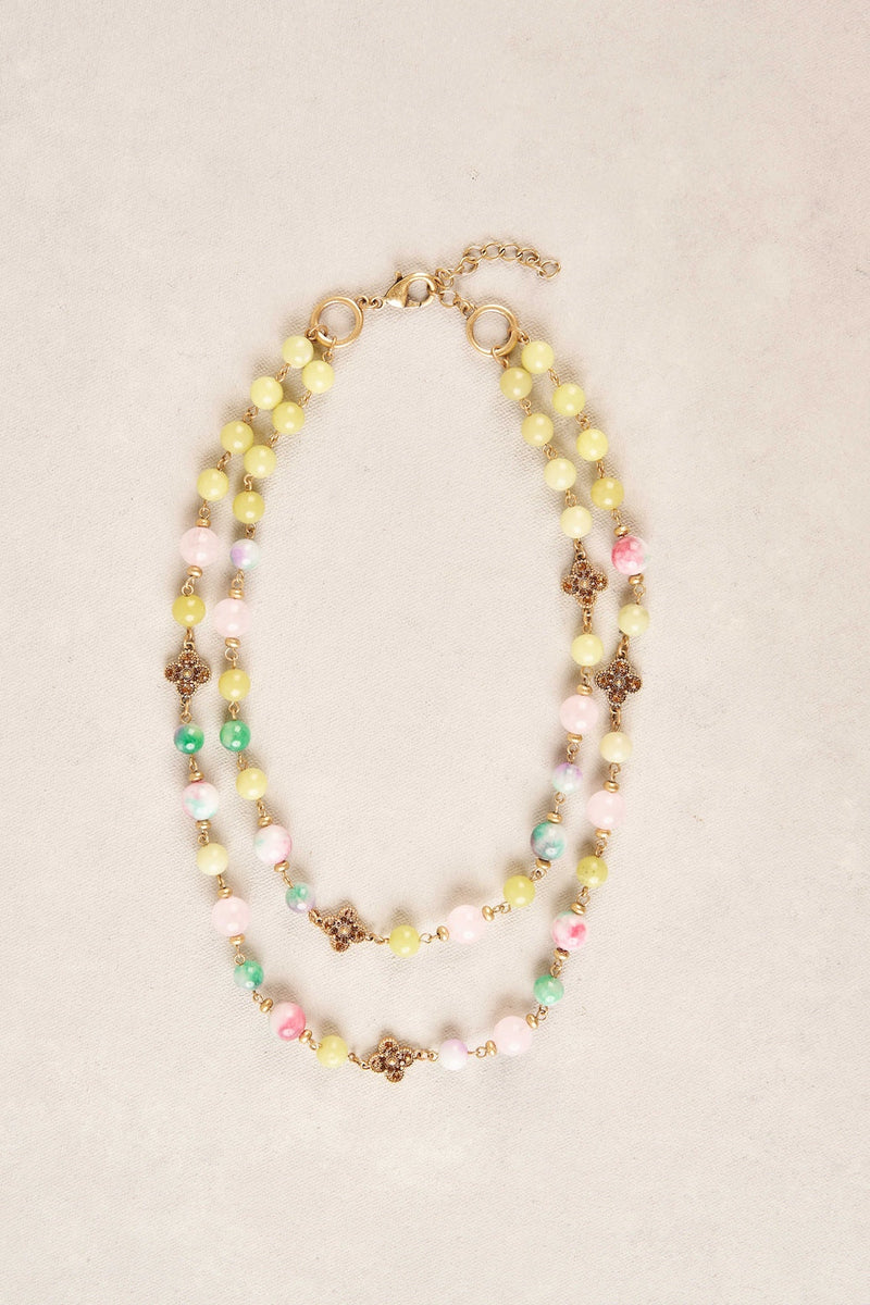 Coloured Beads Clover Necklace - Multi