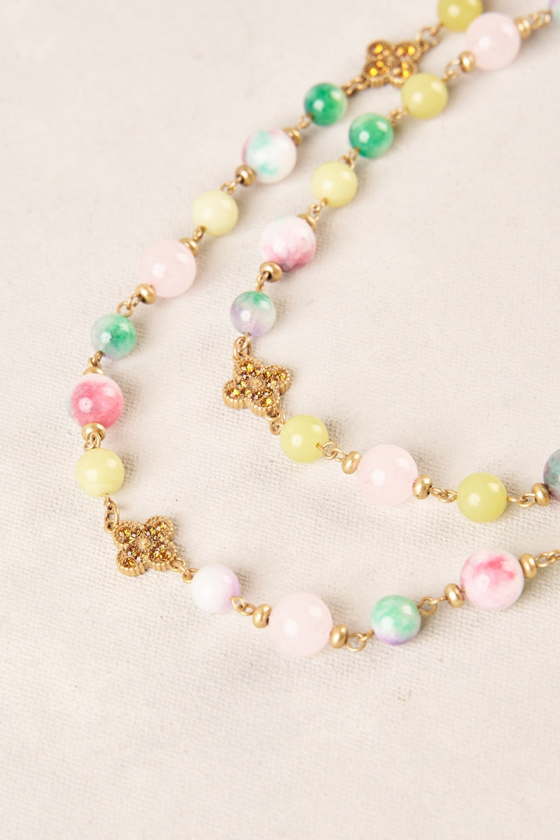 Coloured Beads Clover Necklace - Multi