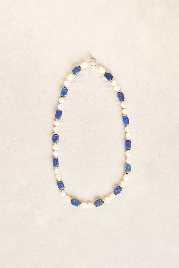 Stone Pearl Necklace - Blue