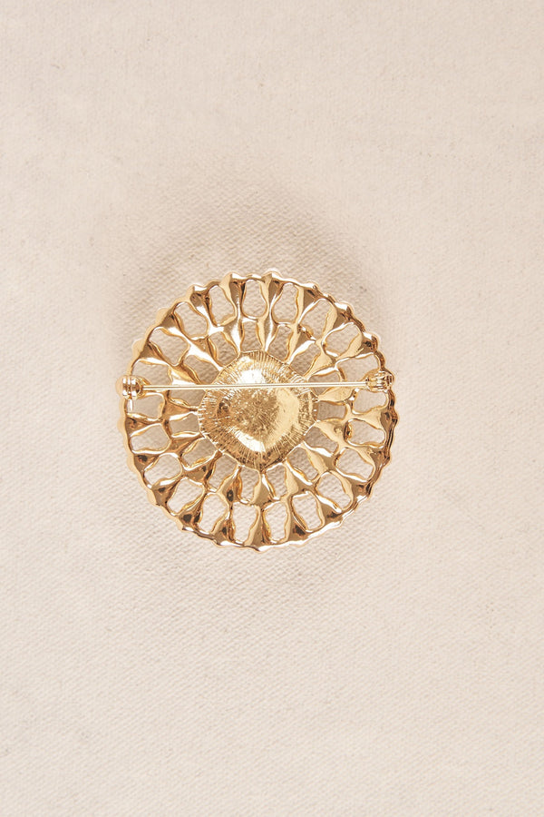 Round Pearl Brooch - Gold