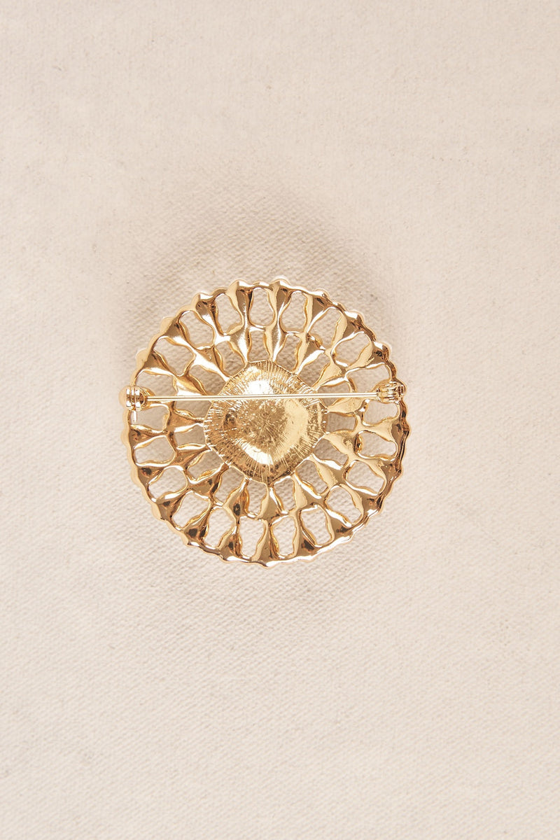 Round Pearl Brooch - Gold