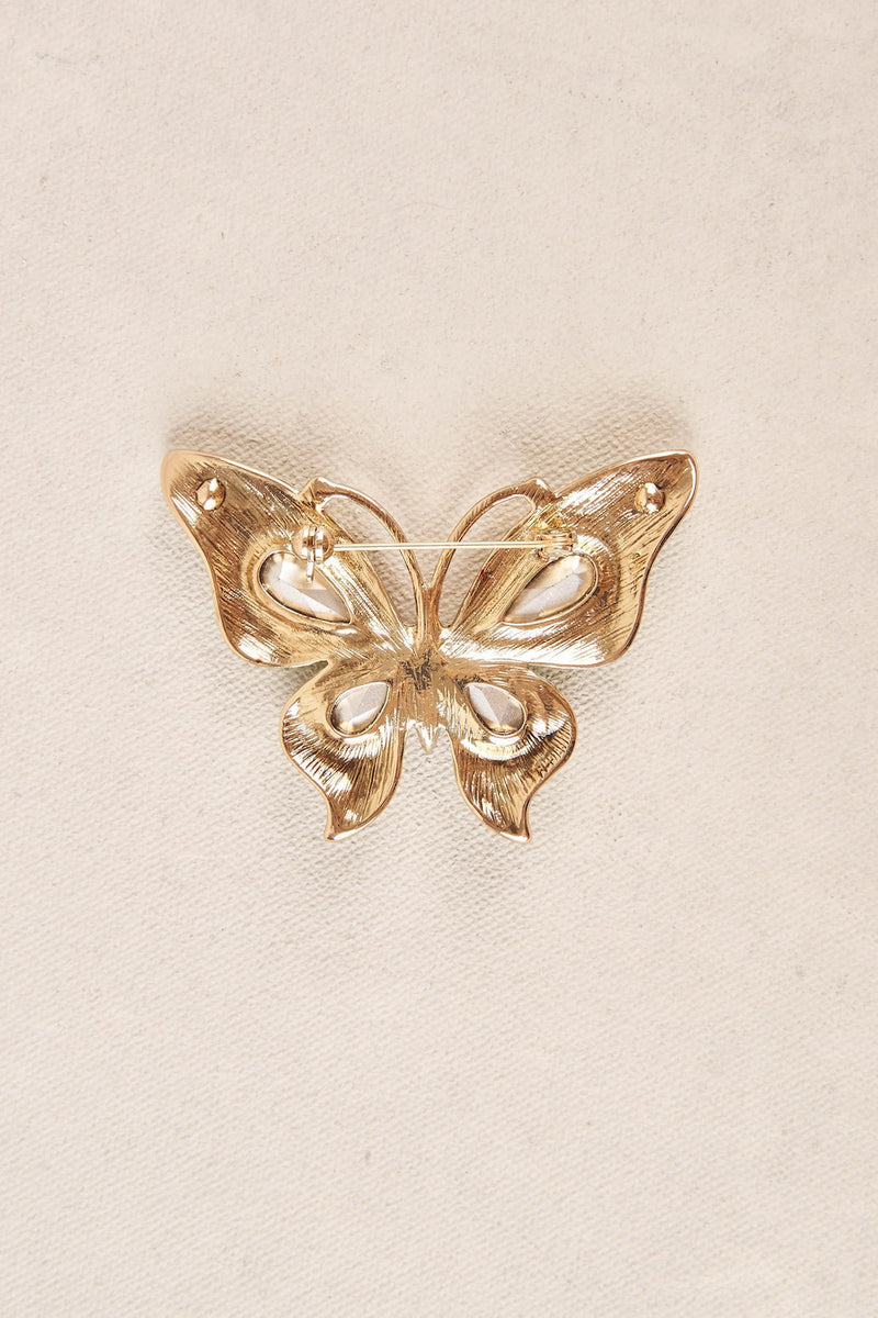 Diamante Butterfly Brooch - Multi
