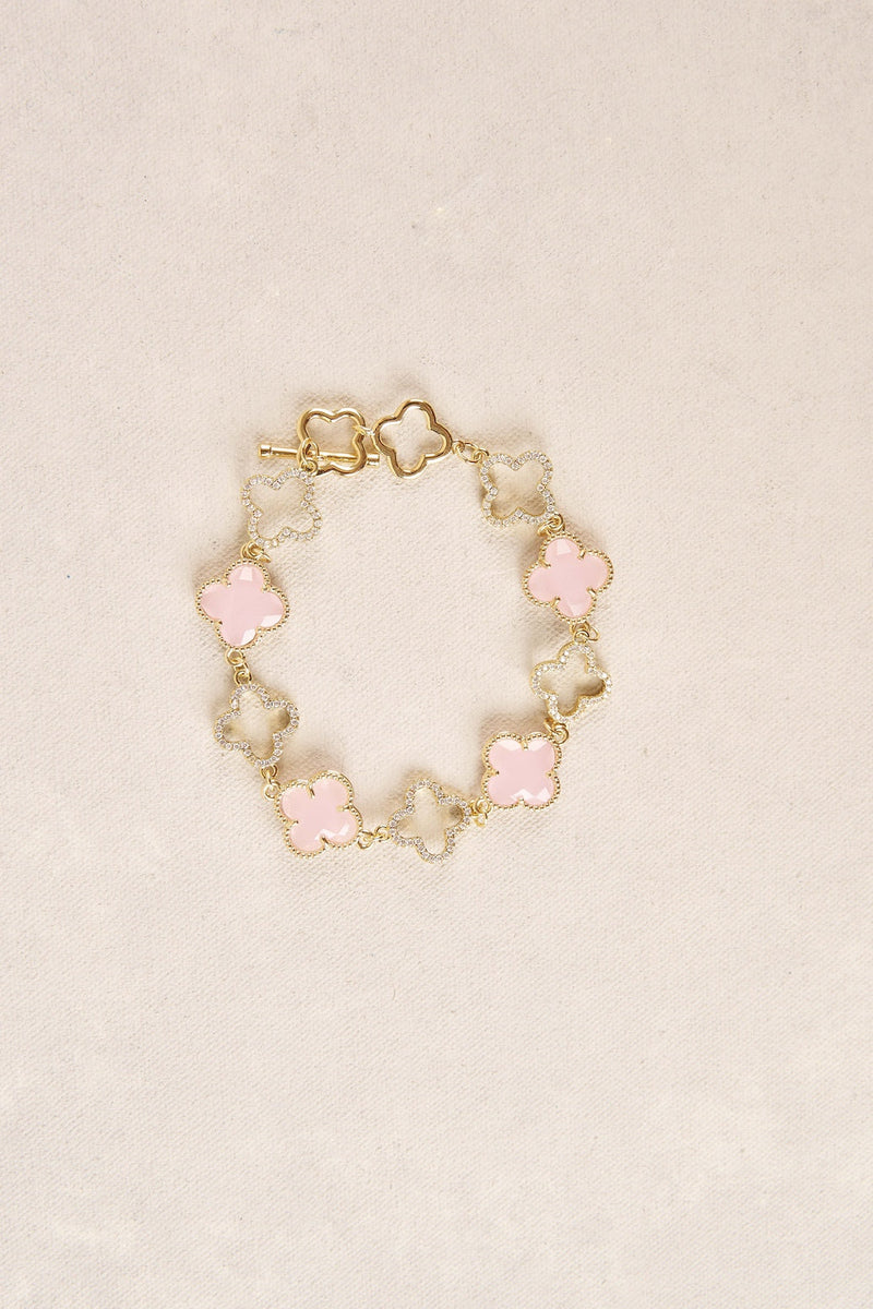 Clover Diamante Bracelet - Light Pink
