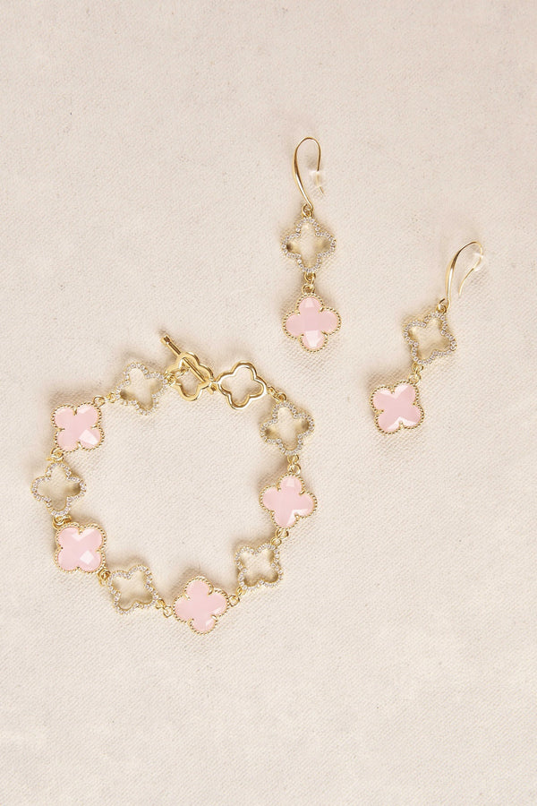 Clover Diamante Bracelet - Light Pink