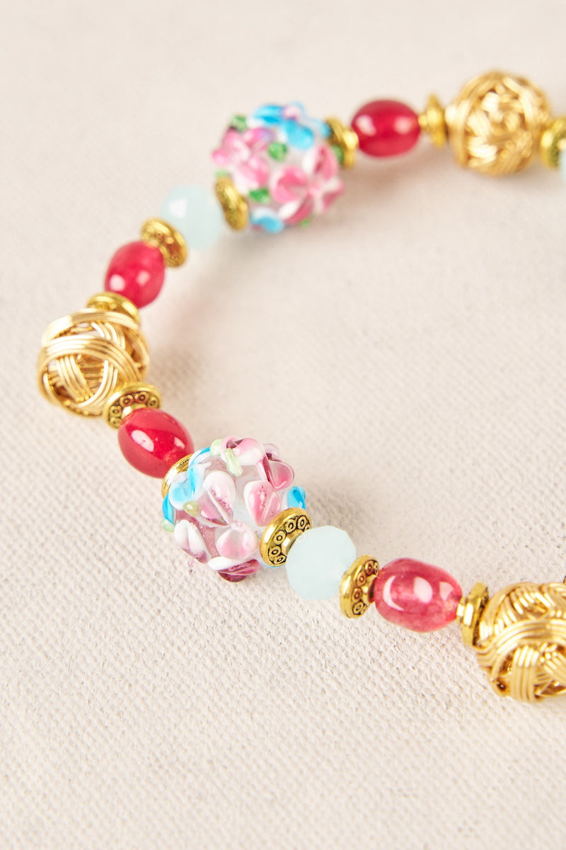 Glass Bead Floral Wrist - Multi