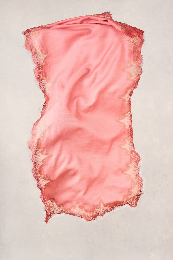 Lace Border Scarf - Coral