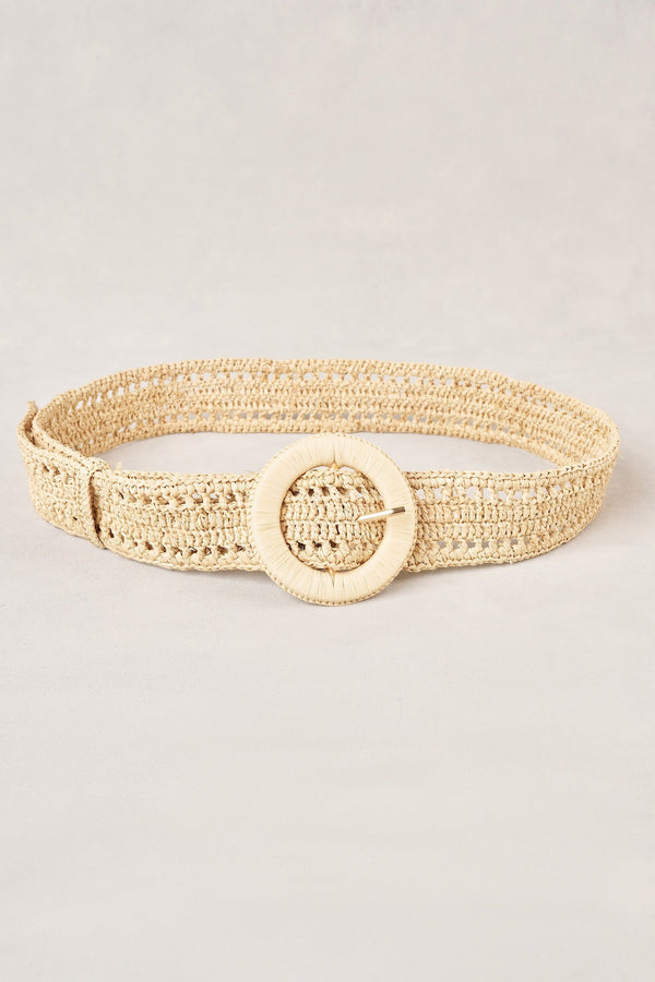 Raffia Cutout Belt - Natural