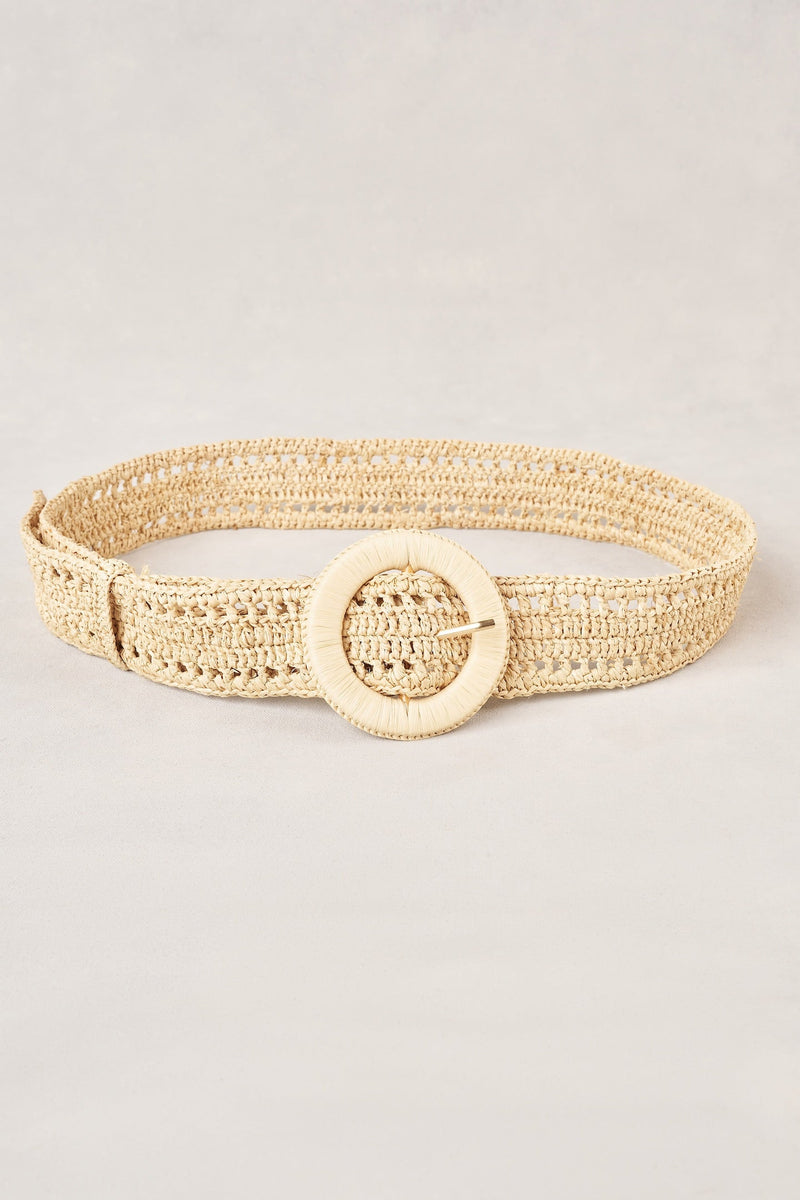 Raffia Cutout Belt - Natural