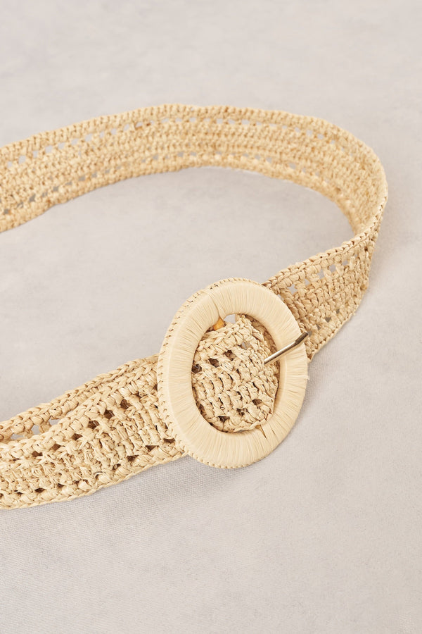 Raffia Cutout Belt - Natural