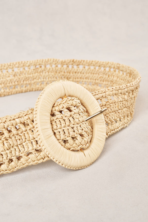 Raffia Cutout Belt - Natural