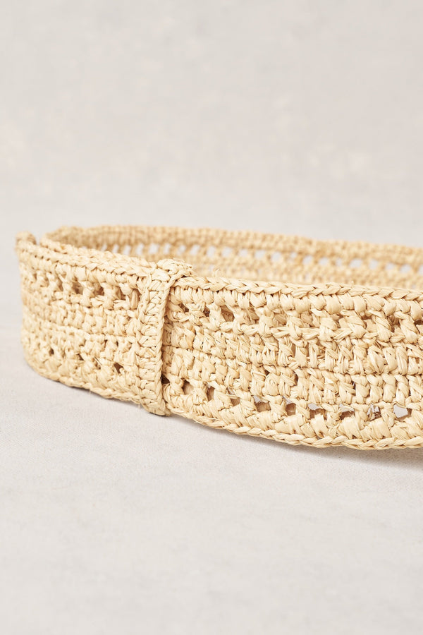 Raffia Cutout Belt - Natural