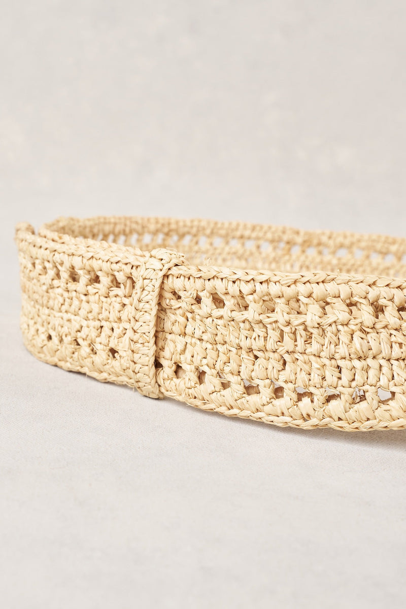 Raffia Cutout Belt - Natural