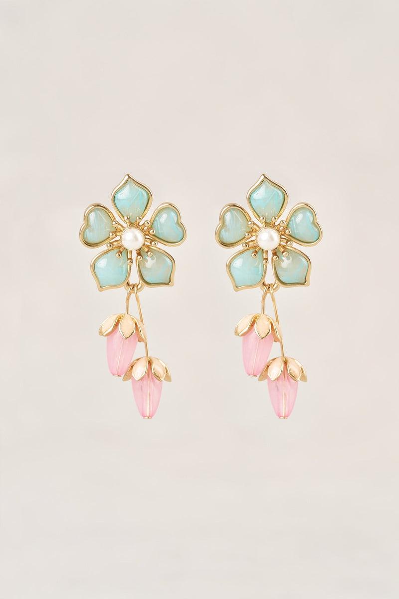 Flower Statement Earrings - Multicolour