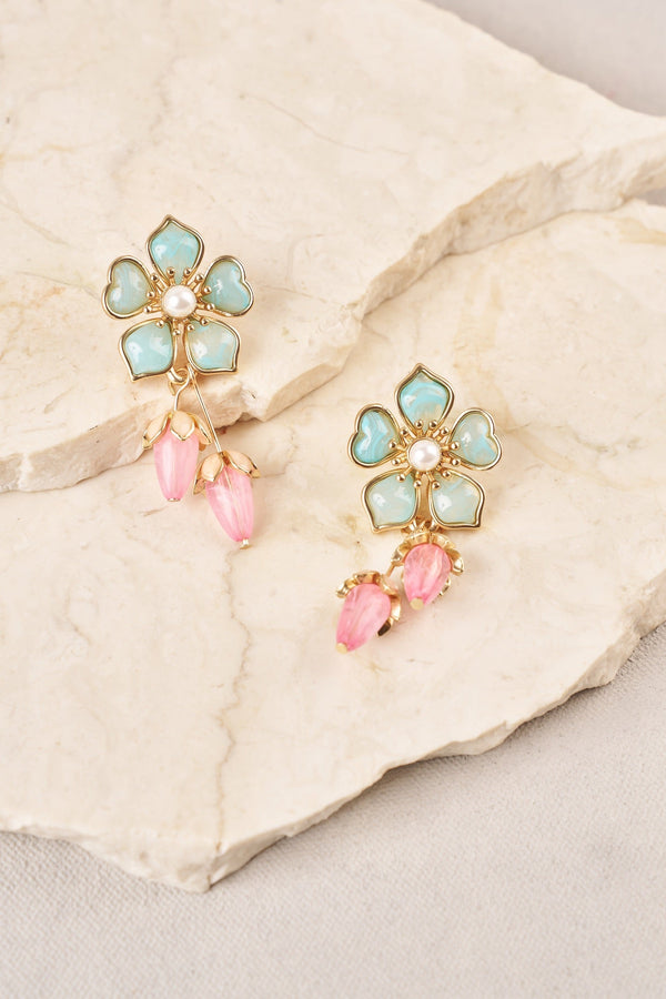 Flower Statement Earrings - Multicolour