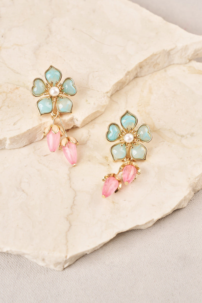 Flower Statement Earrings - Multicolour
