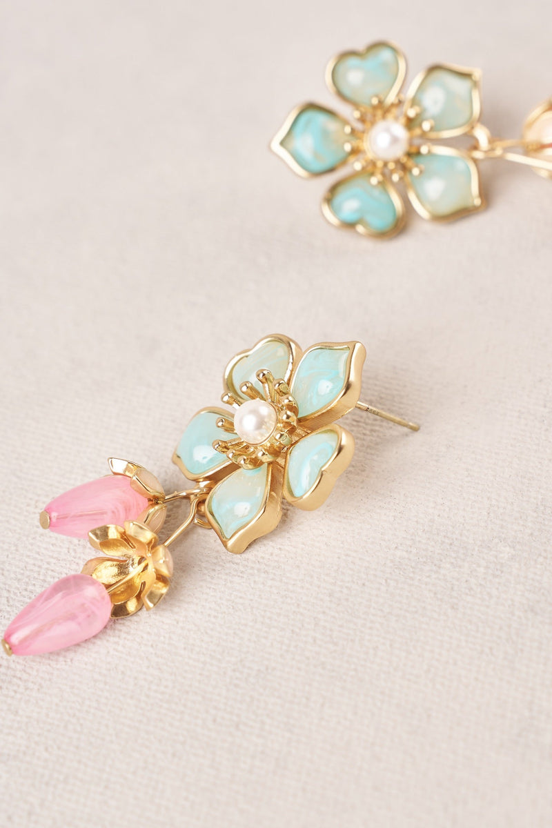 Flower Statement Earrings - Multicolour