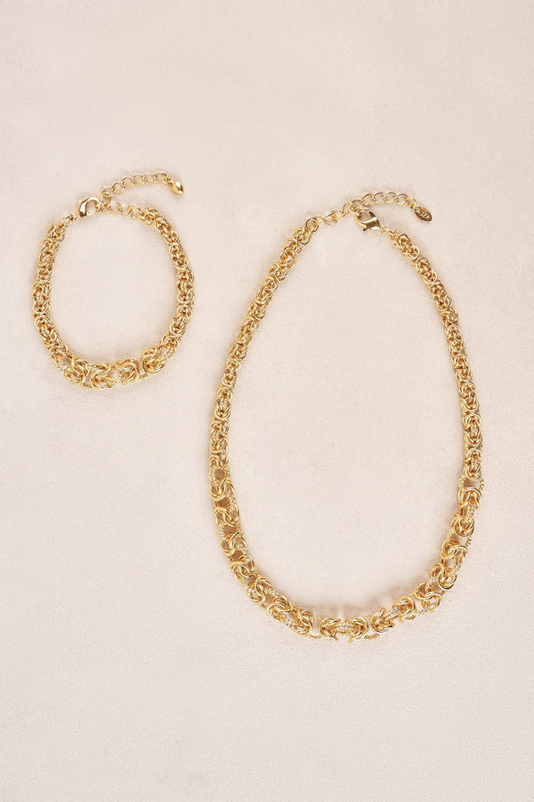 Mixed Link Chain Wrist - Gold