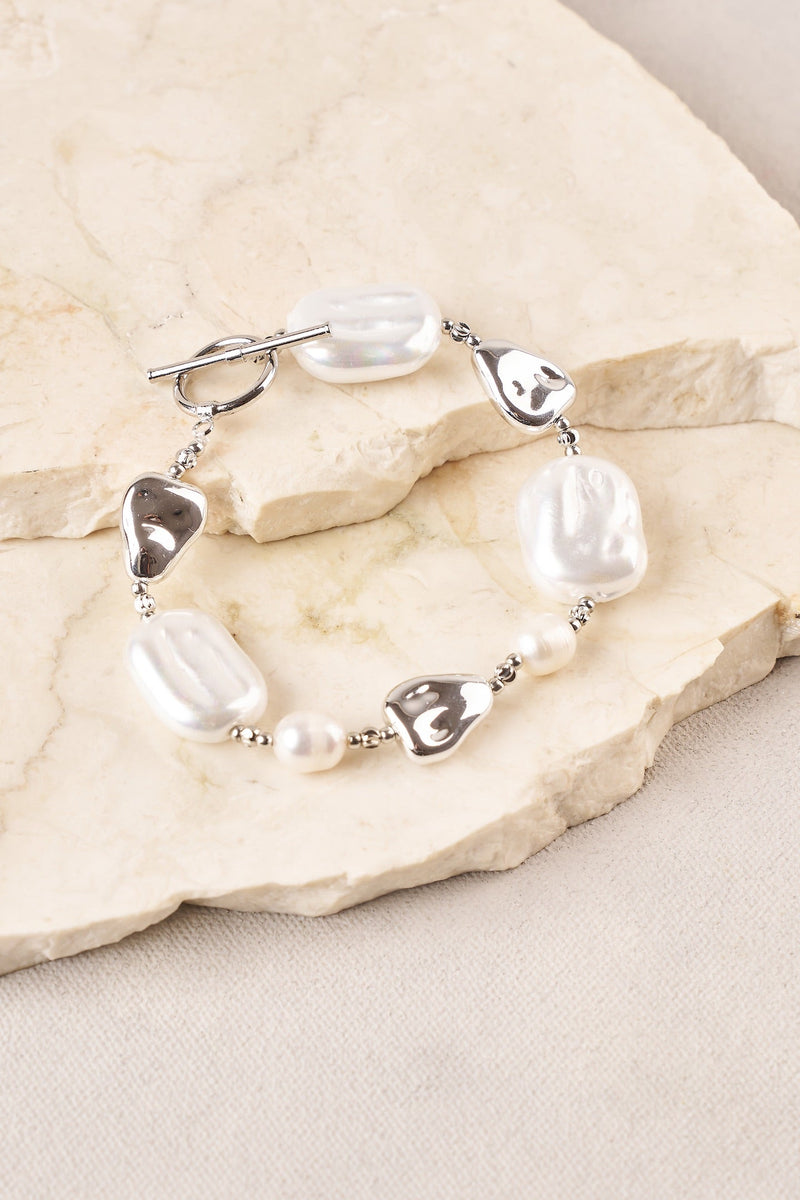 Shell Pebble Bracelet - Silver