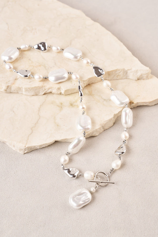 Shell Pebble Necklace - Silver
