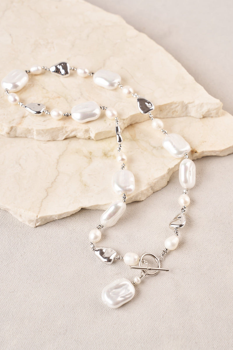Shell Pebble Necklace - Silver