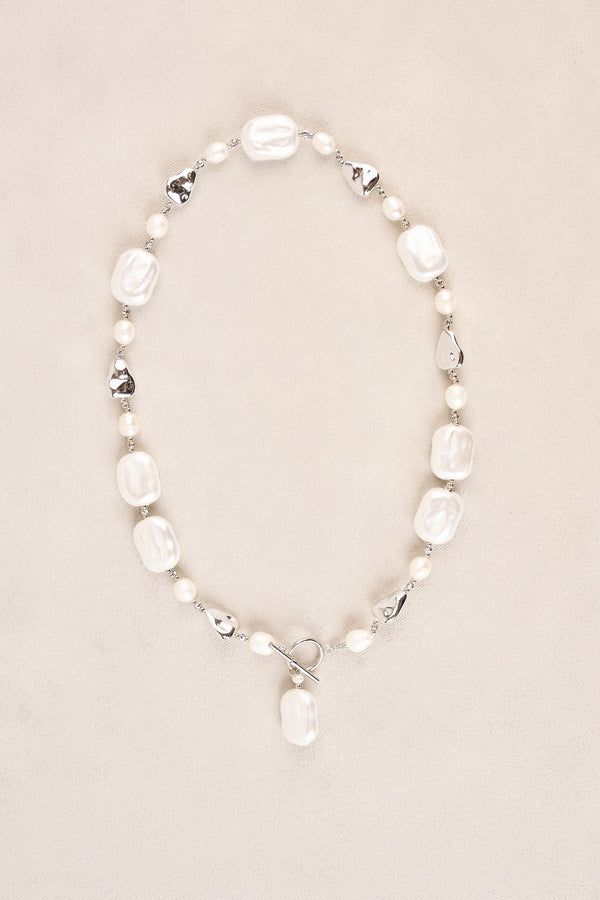 Shell Pebble Necklace - Silver
