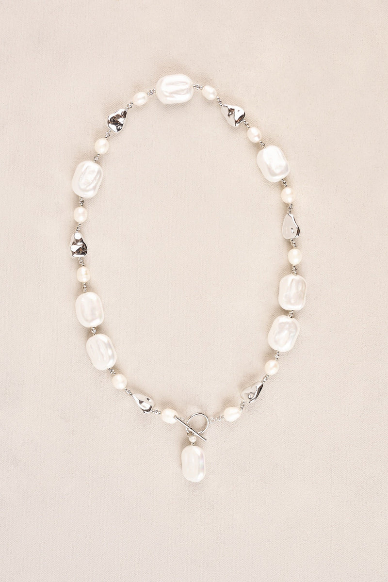 Shell Pebble Necklace - Silver