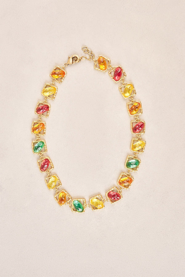 Square Stone Necklace - Multicolour