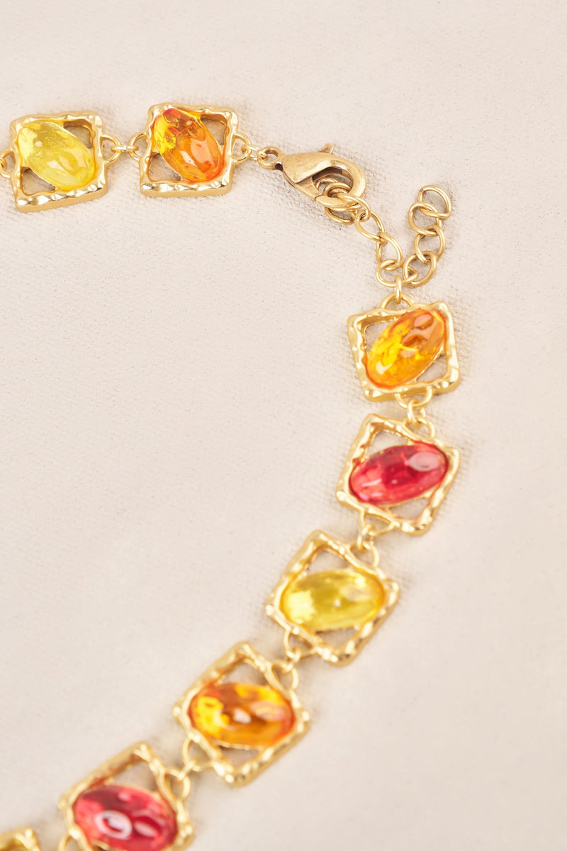 Square Stone Necklace - Multicolour