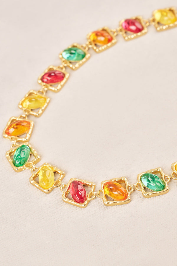 Square Stone Necklace - Multicolour