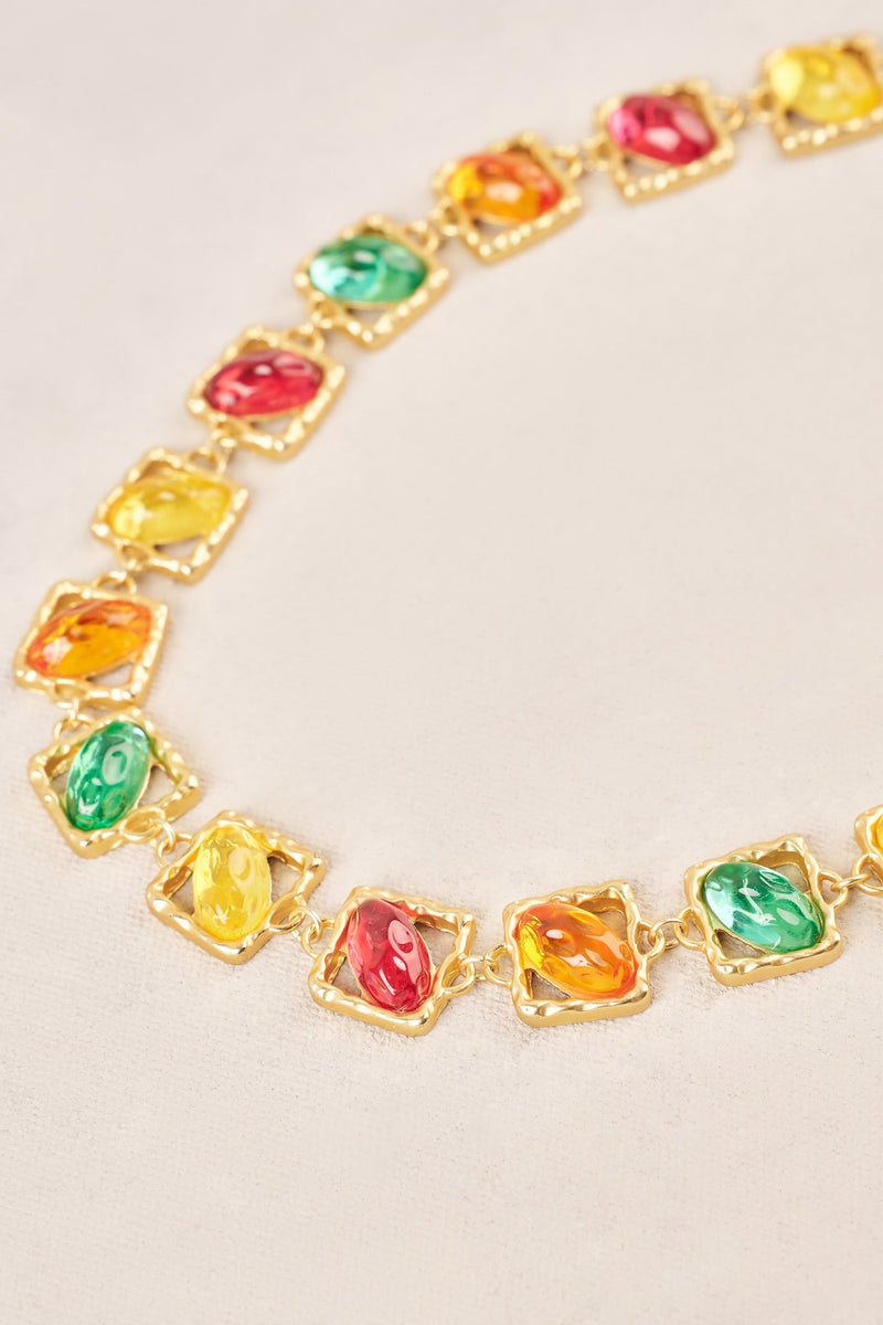 Square Stone Necklace - Multicolour