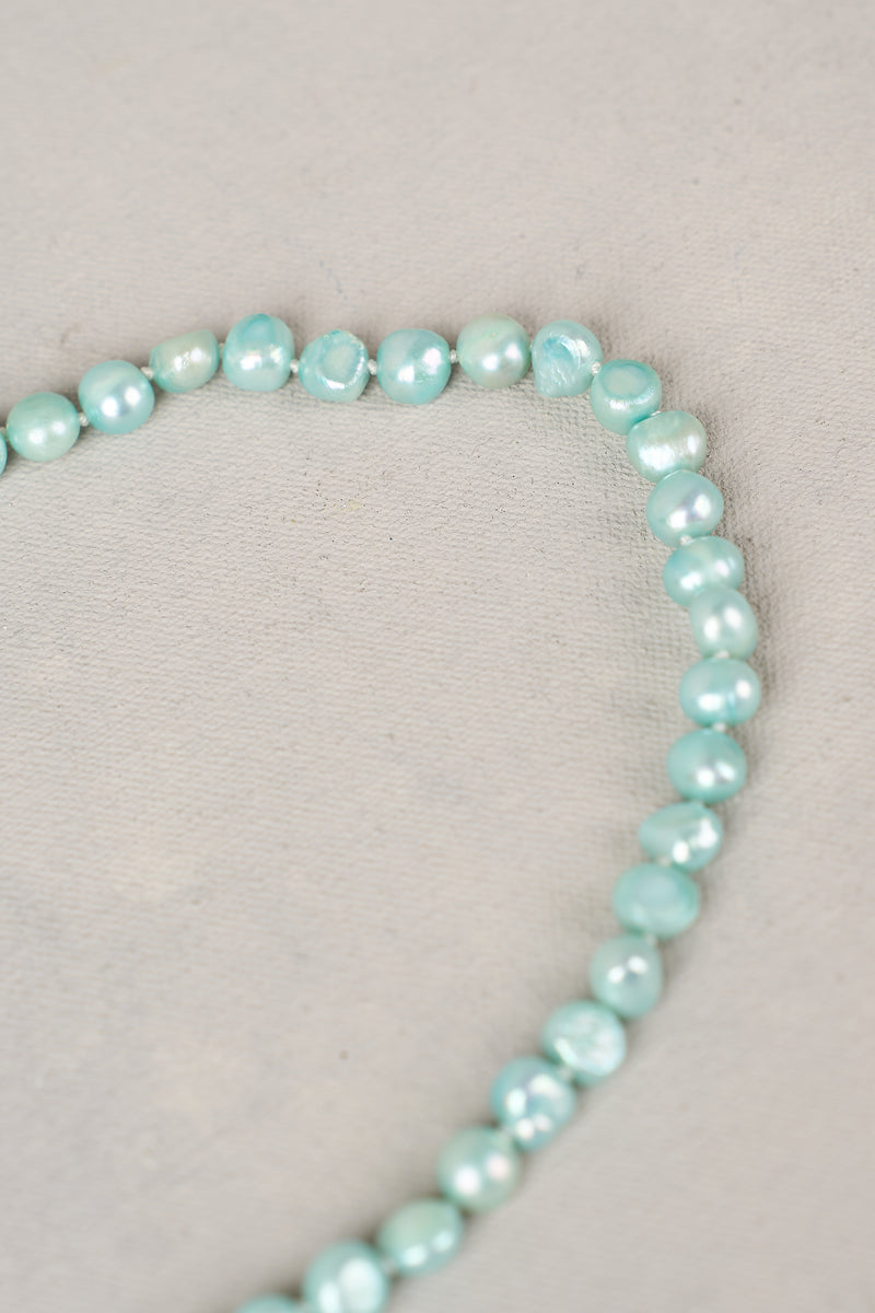 Aqua Blue Pearl Necklace - aquamarine