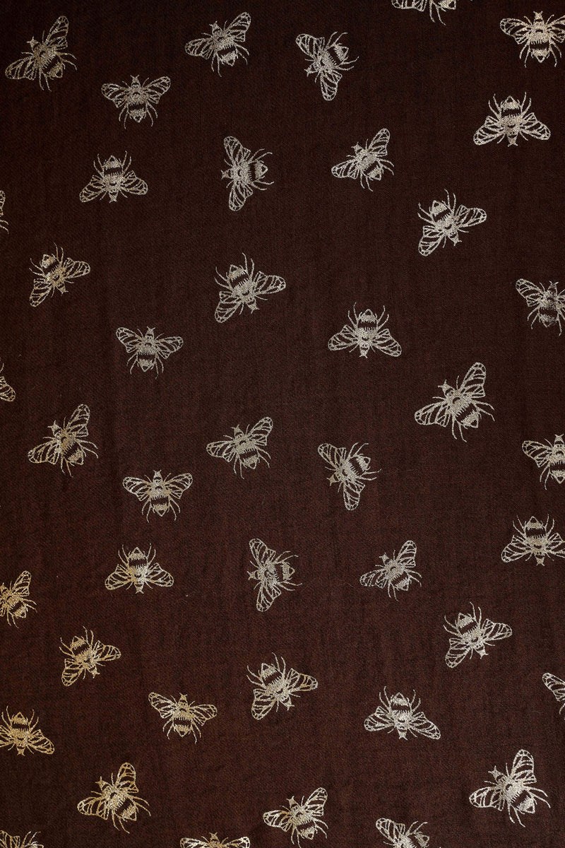 BEE FOIL WOOL SCARF - BROWN AND GOLD 