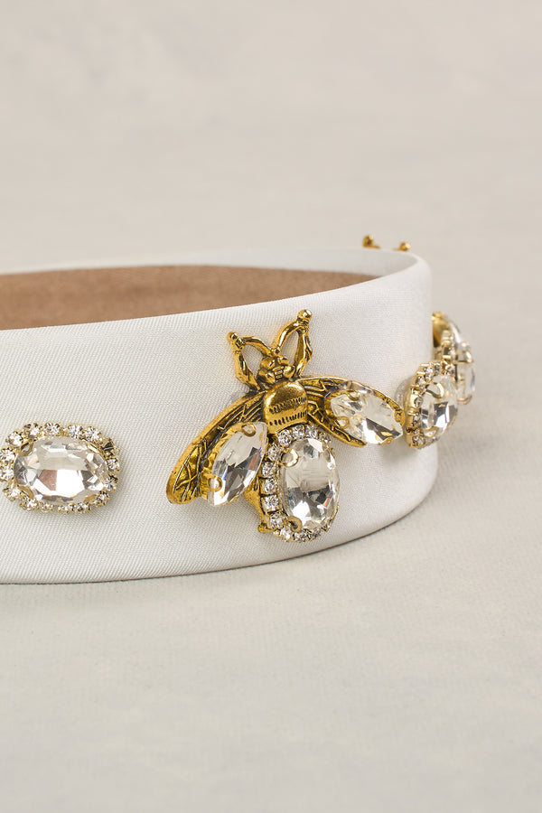 BEE JEWELLED HEADBAND - WHITE