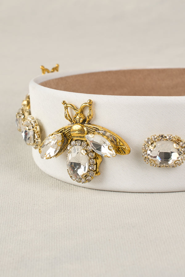 BEE JEWELLED HEADBAND - WHITE