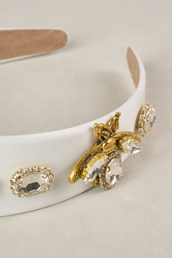 BEE JEWELLED HEADBAND - WHITE